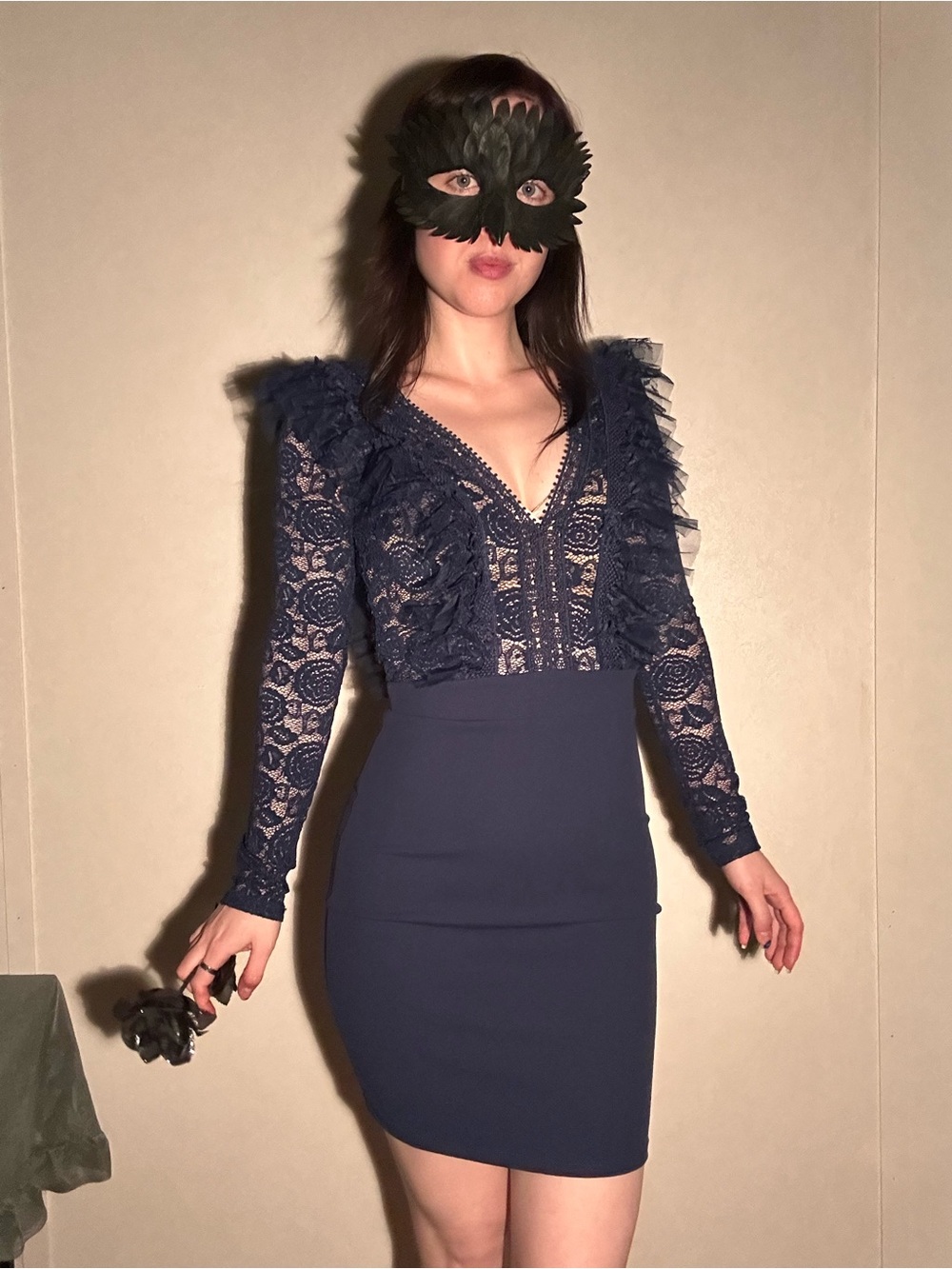Revamped Navy Lace Detail Dress
